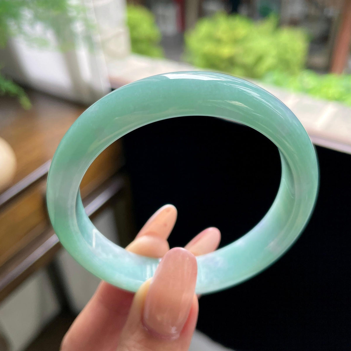 细糯种果绿正圈平安镯 56圈（yc709481）