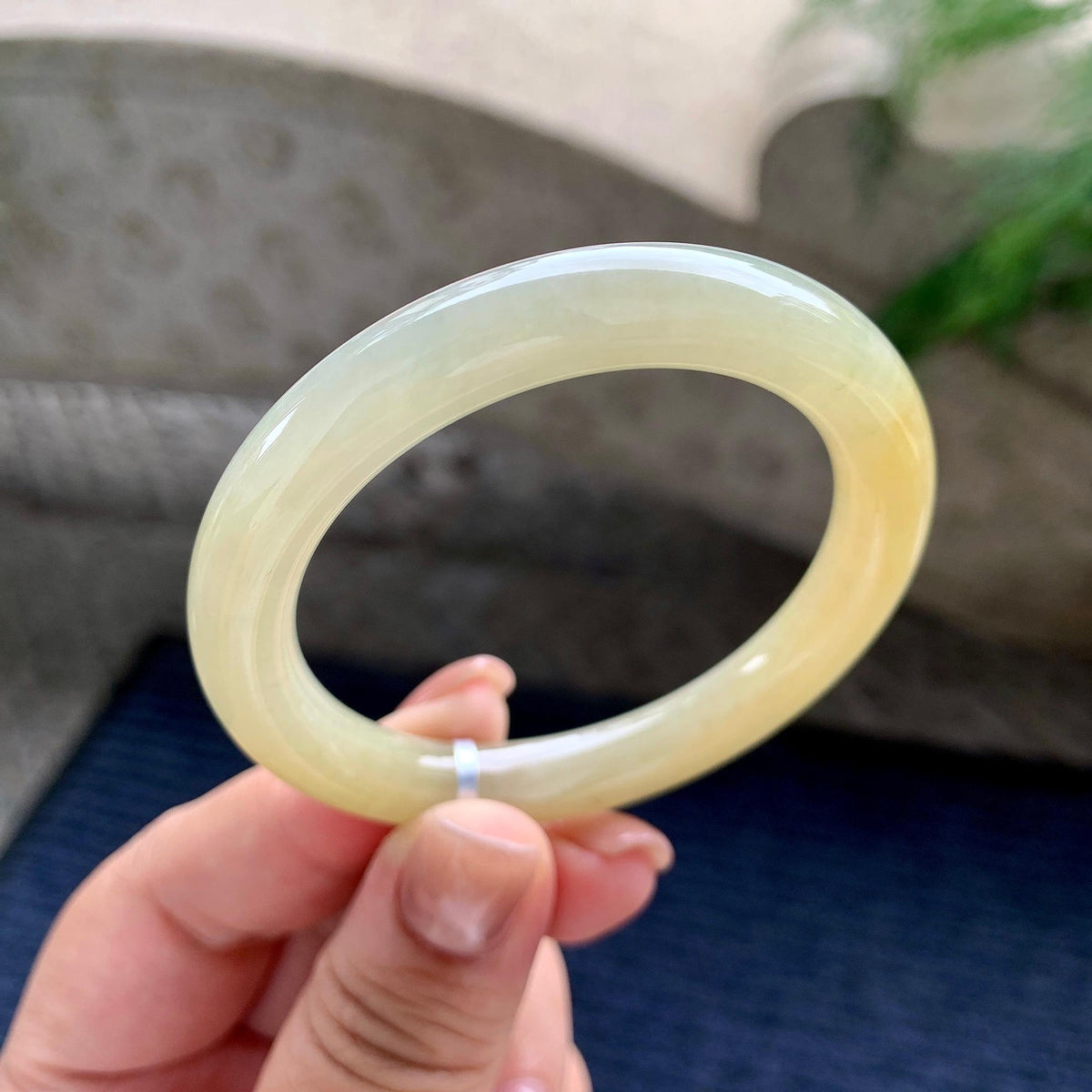 小圈口 细糯种黄翡圆条手镯 49.6圈口 天然缅甸A货翡翠（yc703337）