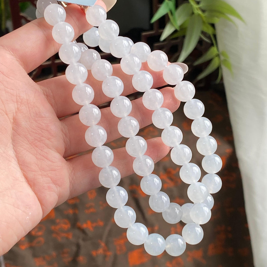 糯冰种白月光珠链（57颗）（yc194883）