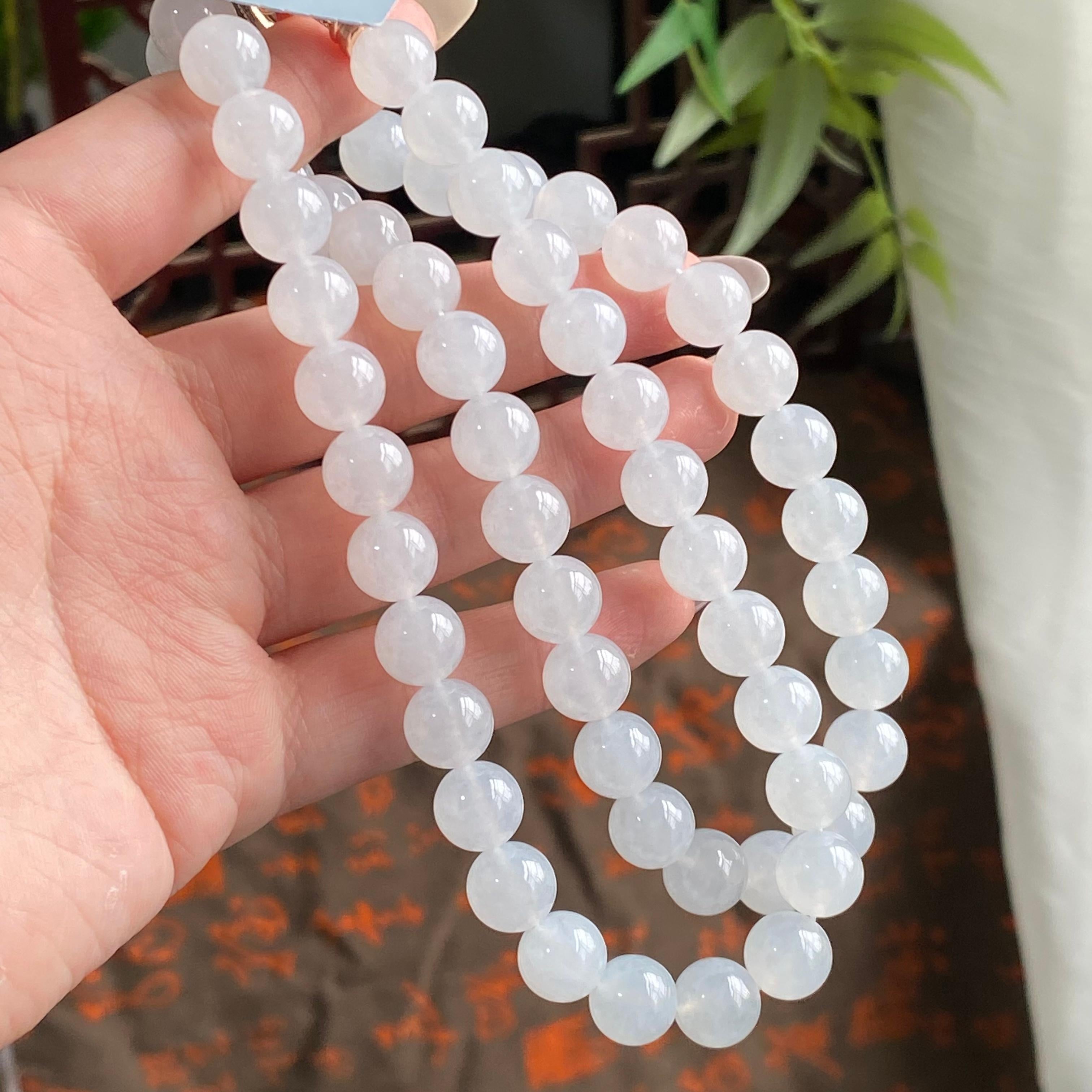 糯冰种白月光珠链（57颗）（yc194883）
