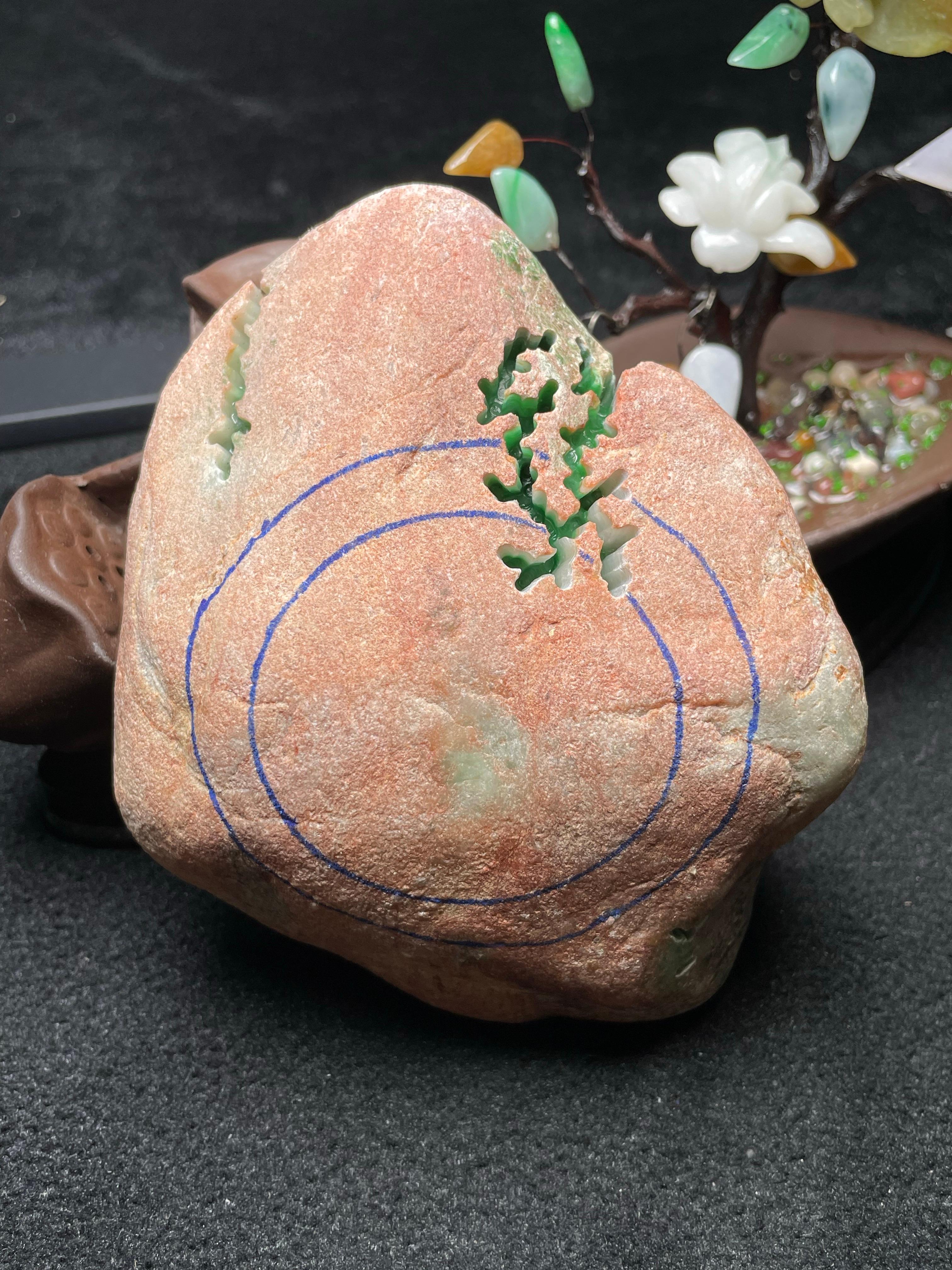 木那开窗白底青手镯料（yc533438）