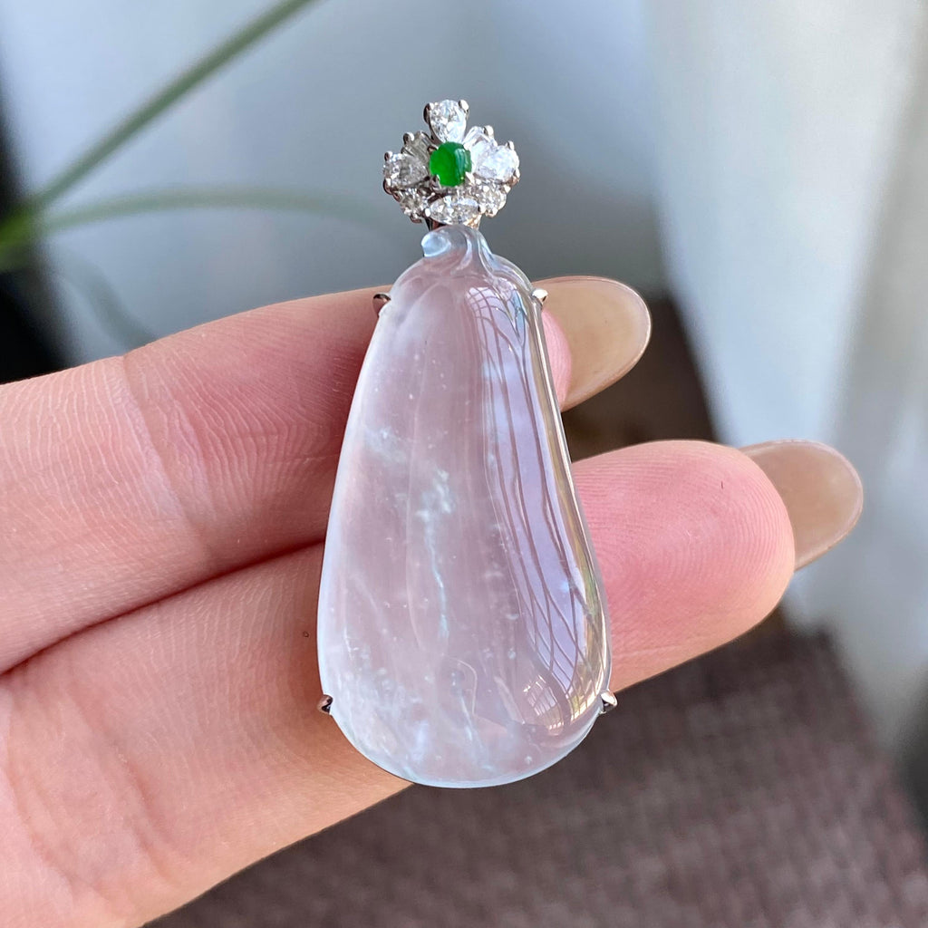 18k金钻镶冰种雪花棉福瓜吊坠（yc266151）