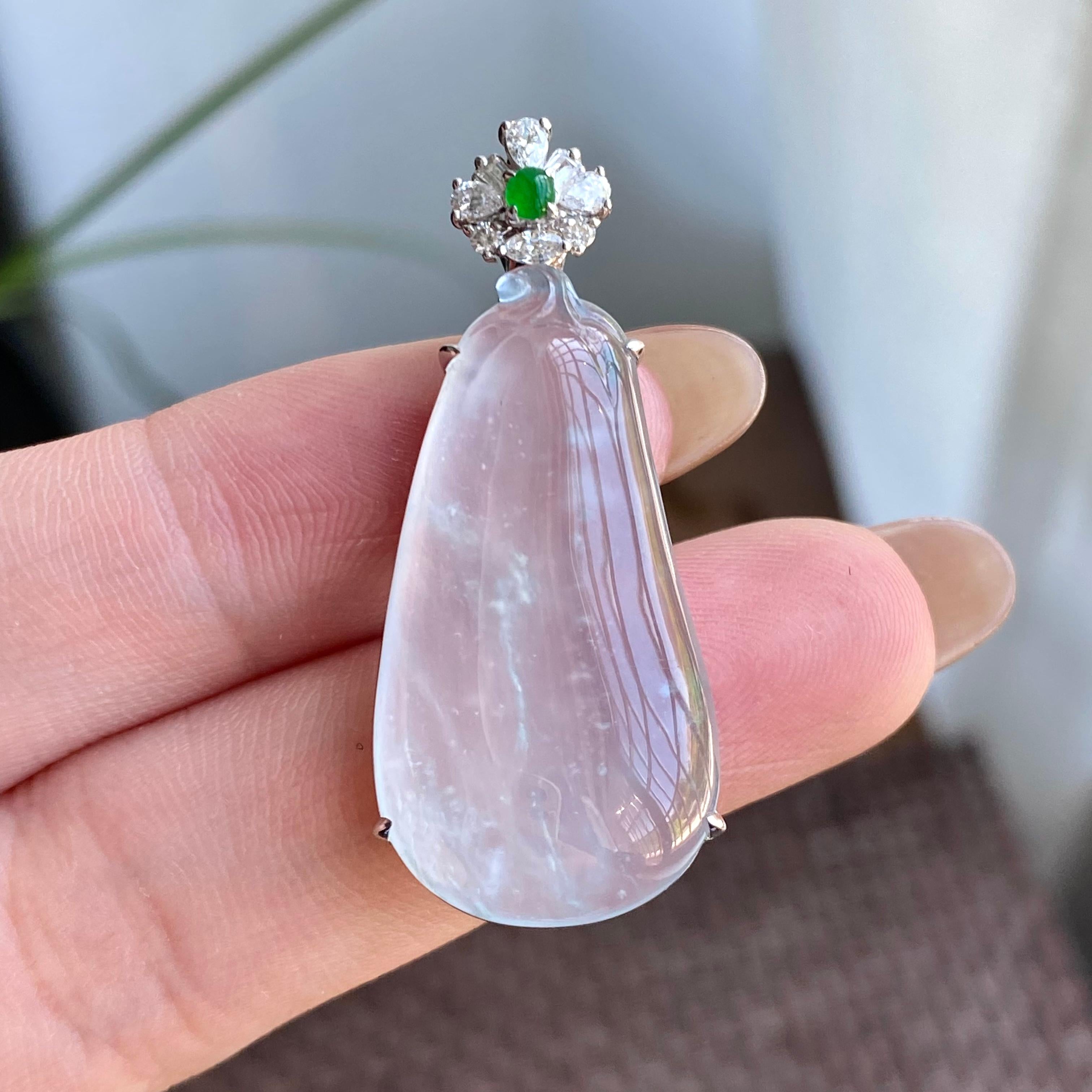 18k金钻镶冰种雪花棉福瓜吊坠（yc266151）