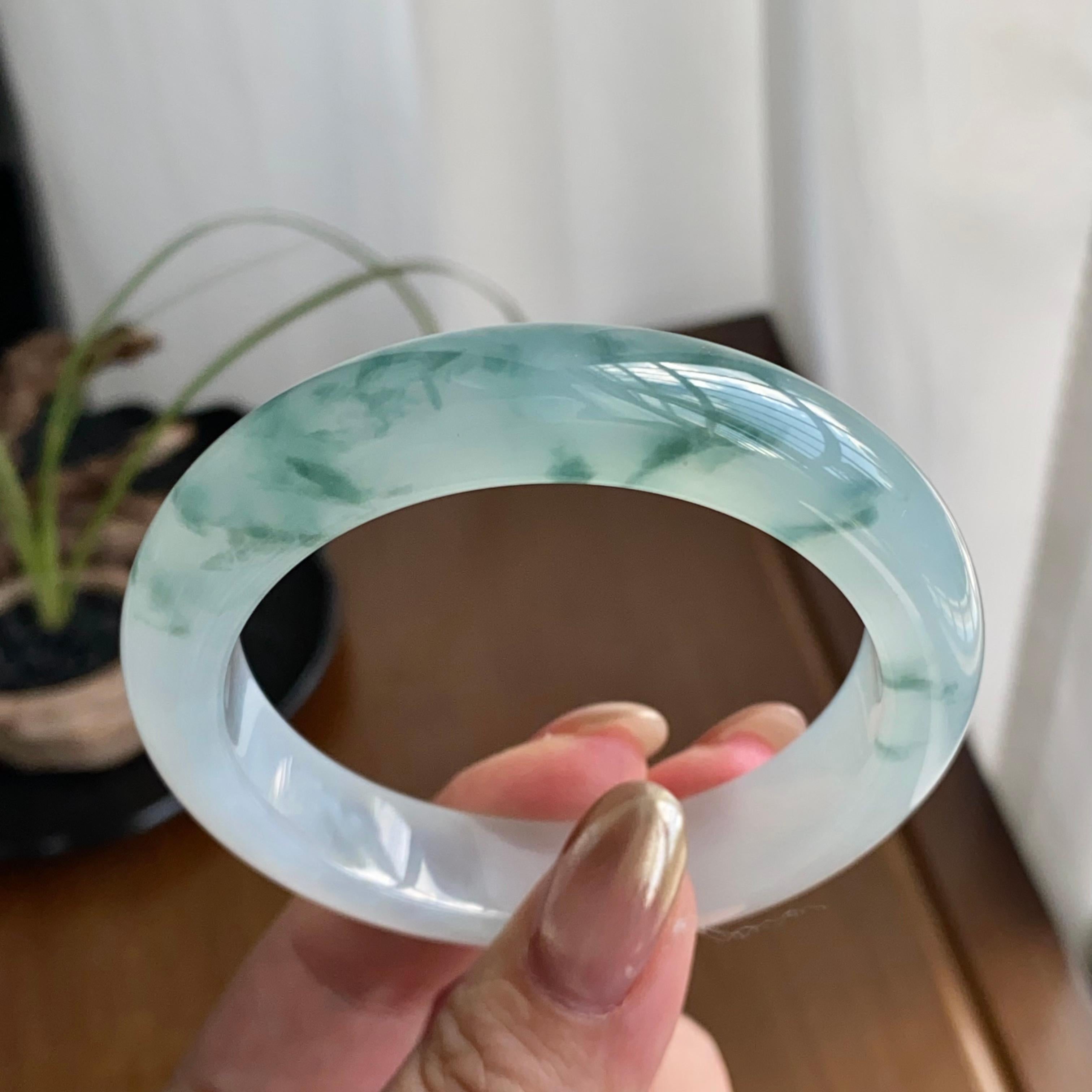 冰种飘花平安镯（53圈）（yc258941）