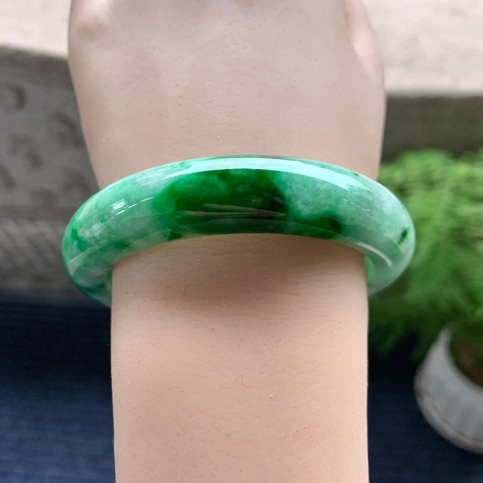 糯冰种飘花平安镯（57mm）（yc082269）