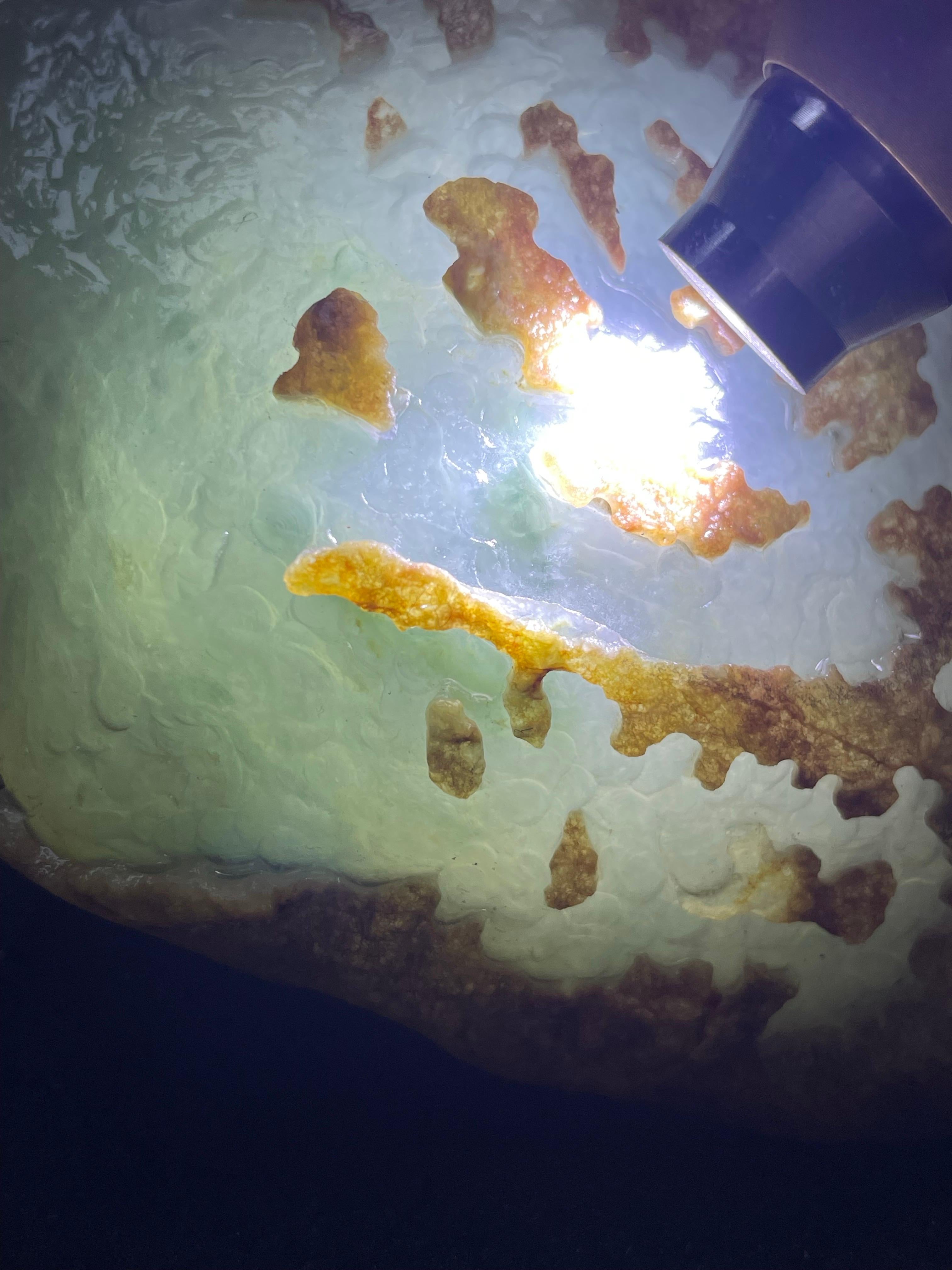 莫西沙开窗冰晴底飘花手镯料（yc536875）