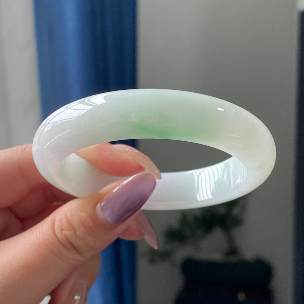 细糯种白底青平安镯手镯（55圈）（yc195718）