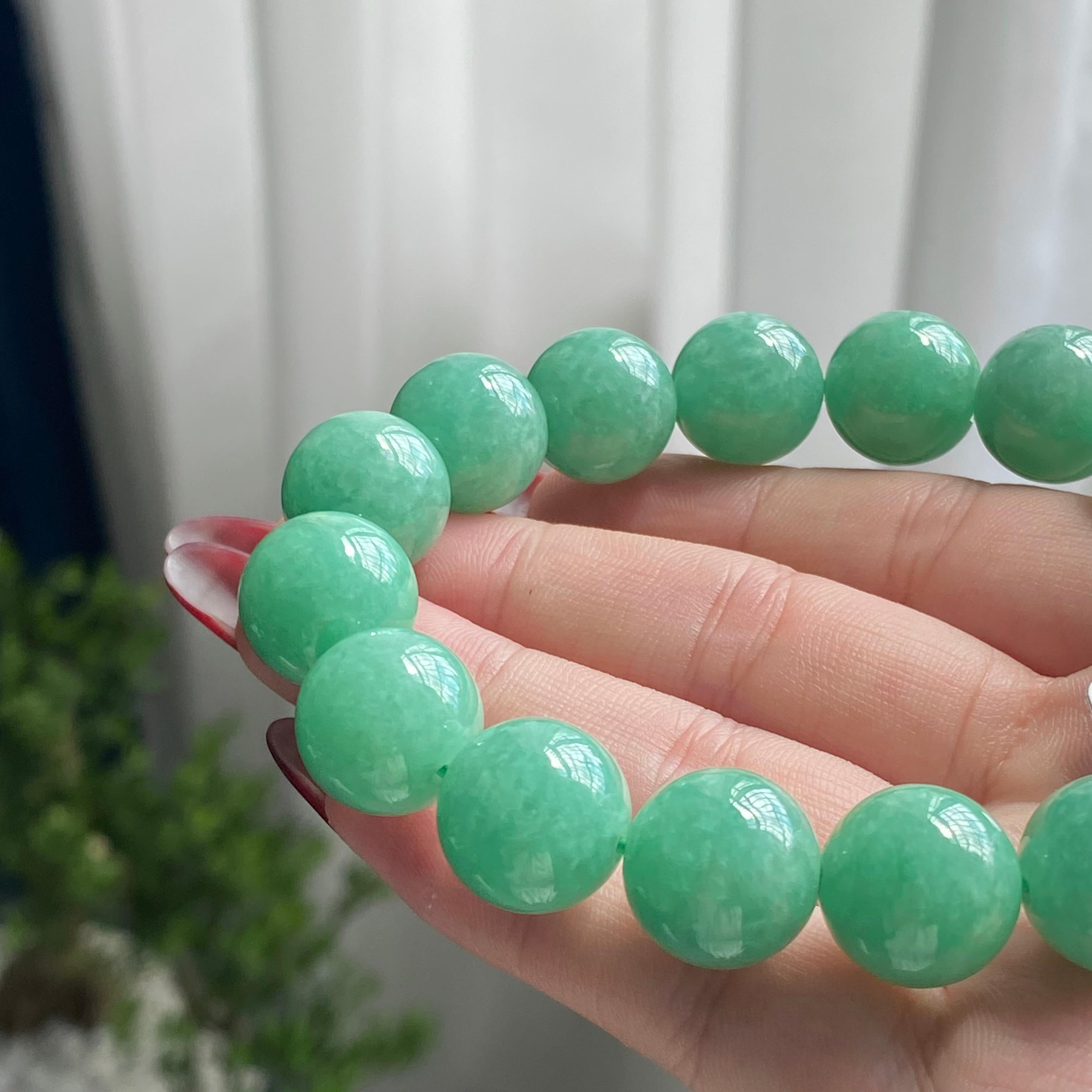 细糯种满绿单圈手串（16颗）（yc213539）