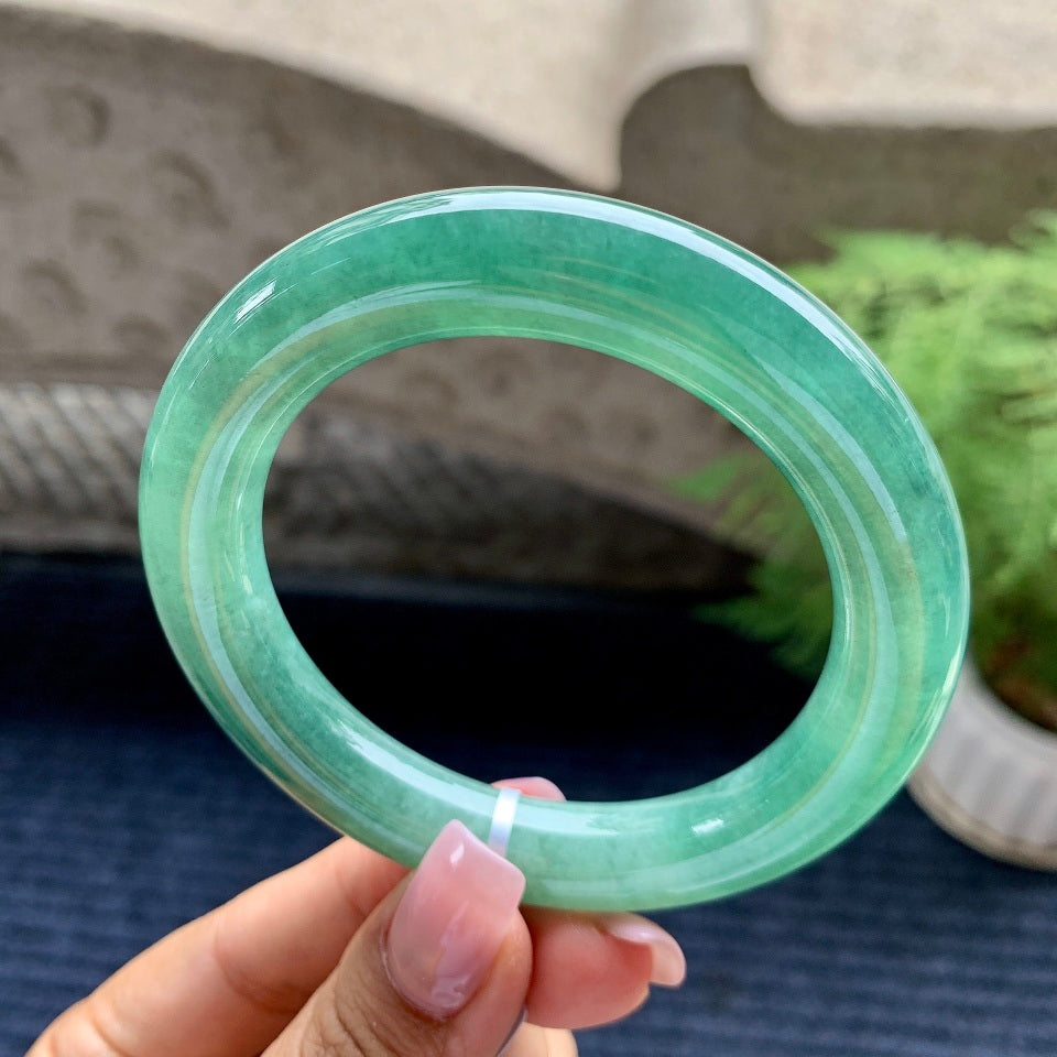 细糯种油青圆条手镯（57.1mm）（yc093336）