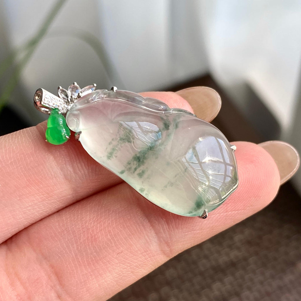 18k金钻镶冰种飘花福瓜吊坠（yc266239）