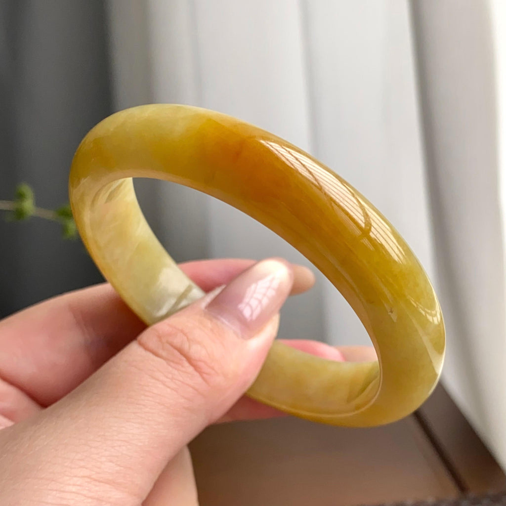 细糯种黄翡平安镯（53圈）（yc247637）