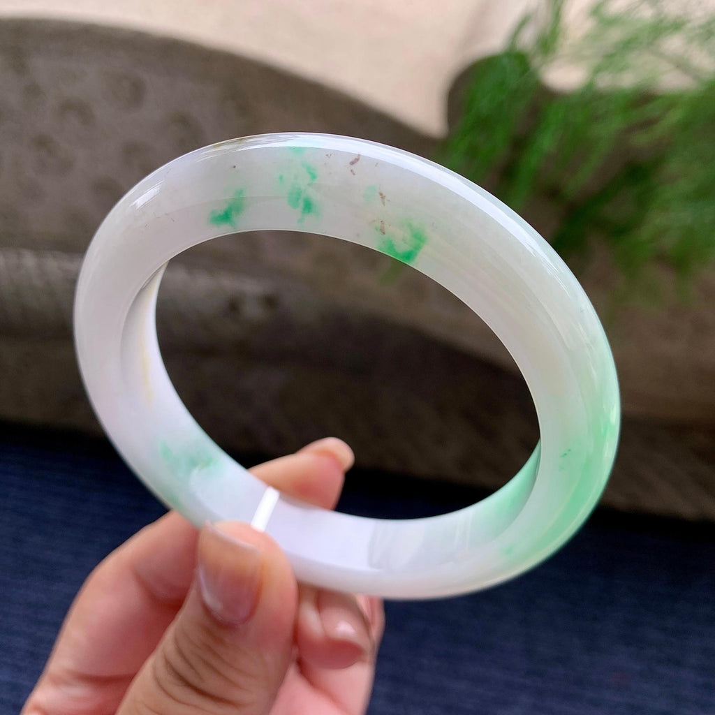大圈口 细糯种飘翠绿正圈平安镯 60.3圈口（yc709392）