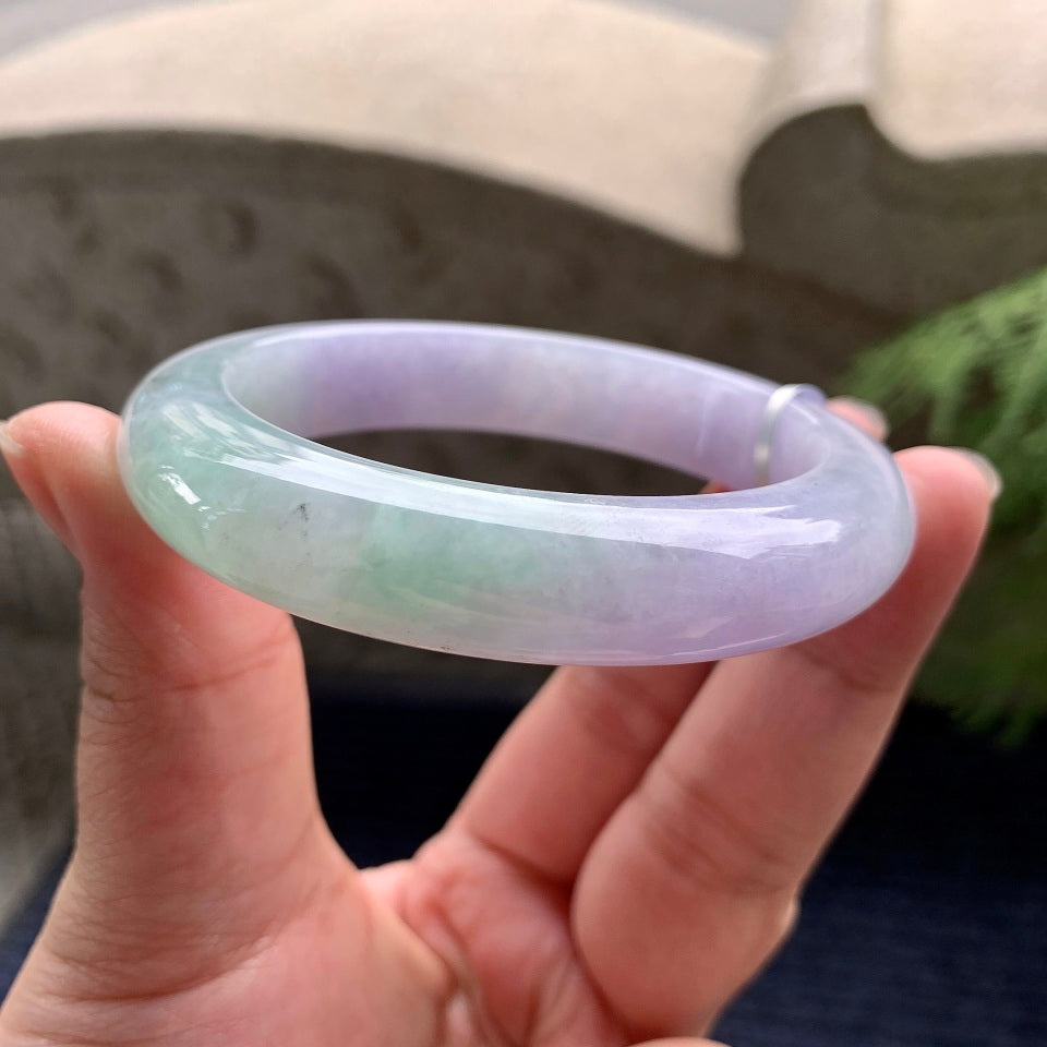 细糯种淡紫罗兰平安镯（56.7mm）（yc088396）