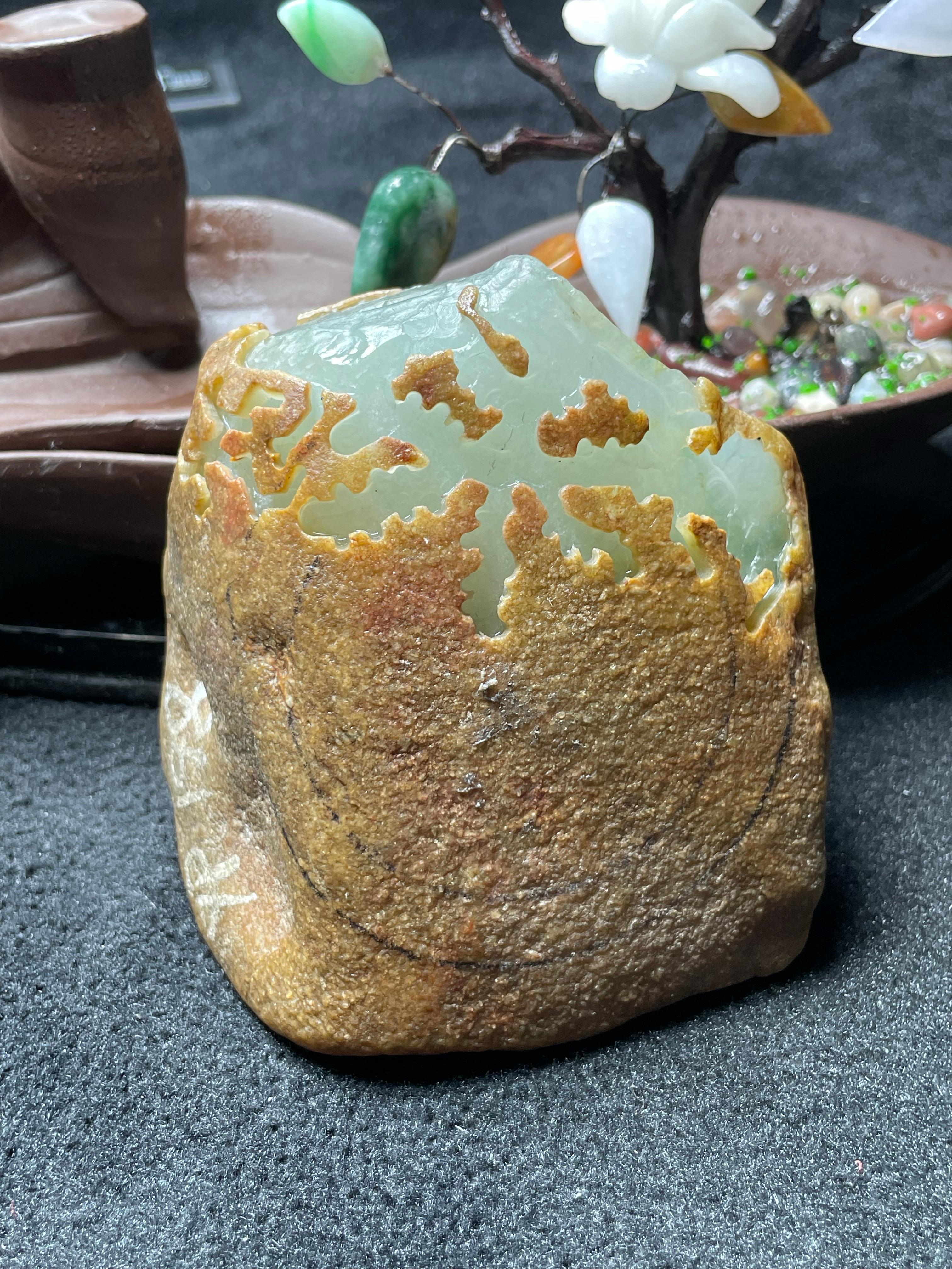 莫西沙开窗冰晴底飘花手镯料（yc536875）