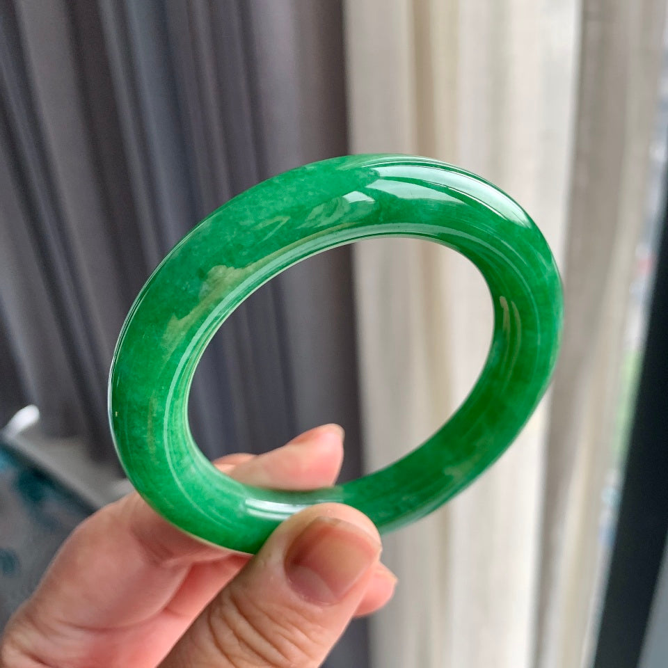 细糯种满绿圆条手镯（55mm）（yc093328）