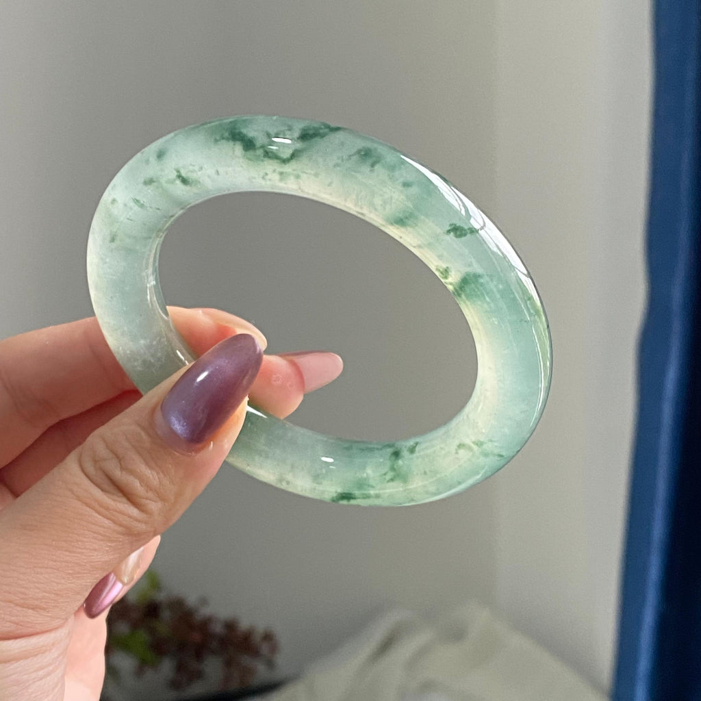 冰种飘花圆条手镯（55圈）（yc195804）