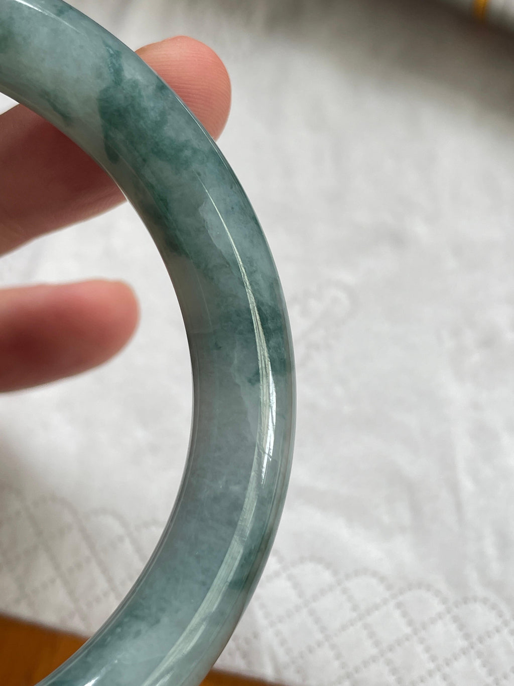 细糯种飘蓝花圆条手镯 54.3圈口 （yc537889）