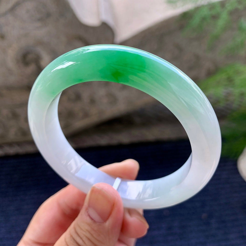 细糯种飘阳绿平安镯（57mm）（yc175869）