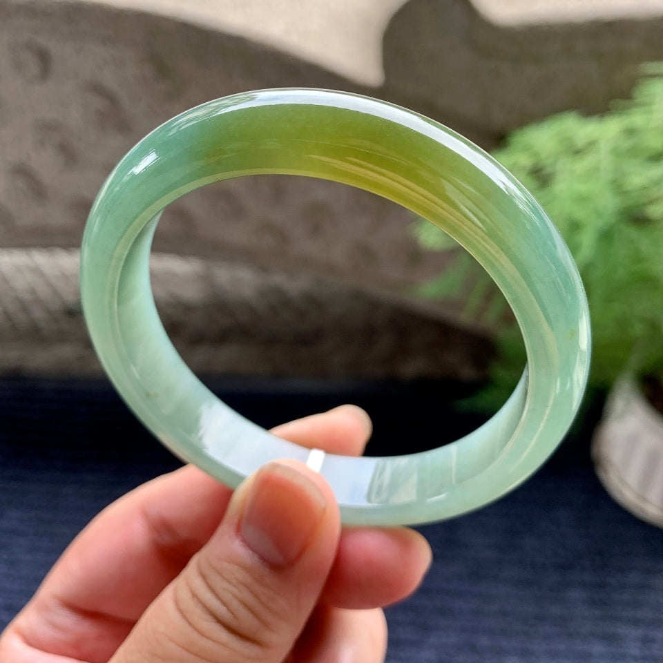 细糯种晴底飘黄翡平安镯（58.8mm）（yc101924）