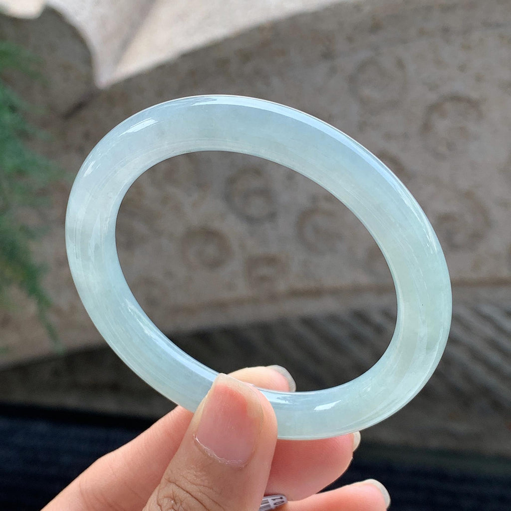 细糯种 晴底圆条手镯 52.3圈 天然缅甸A货翡翠（yc699574）