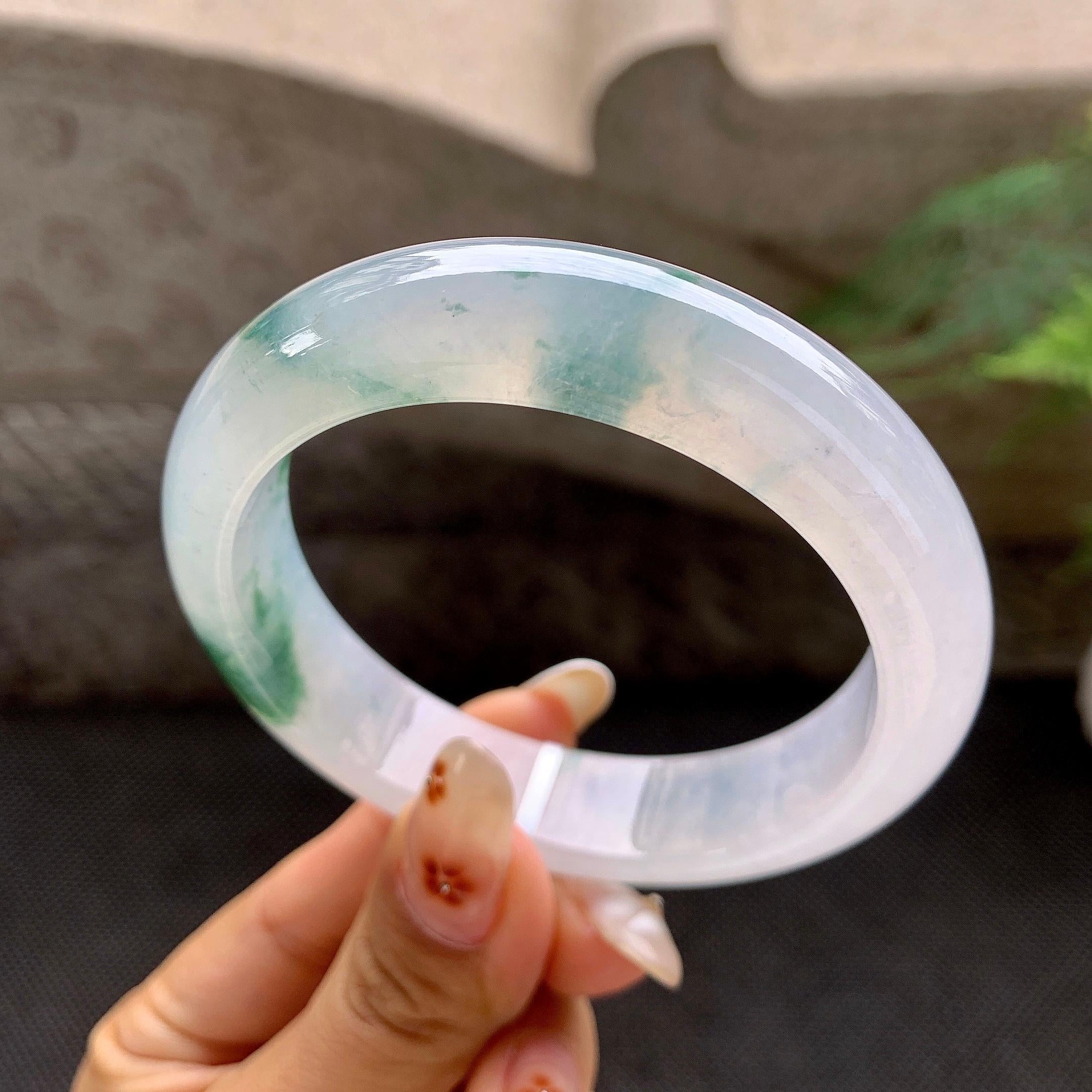 糯冰种飘花平安镯（57mm）（yc272780）