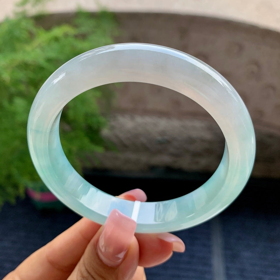 糯冰种蓝晴水平安镯（55.3mm）（yc106745）