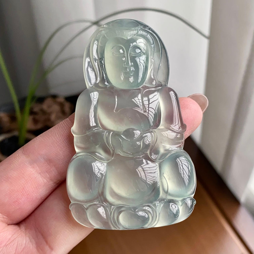 冰玻种淡晴底观音吊坠（yc260825）