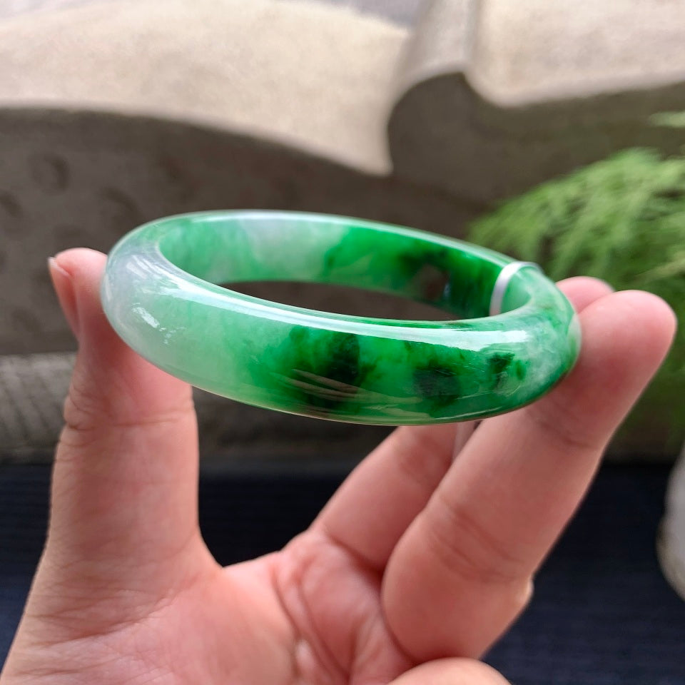 细糯种飘阳绿平安镯（56mm）（yc097824）