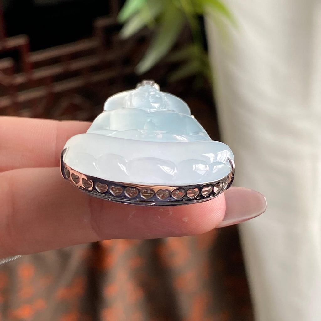 18k金钻镶冰种白月光观音吊坠（yc195167）