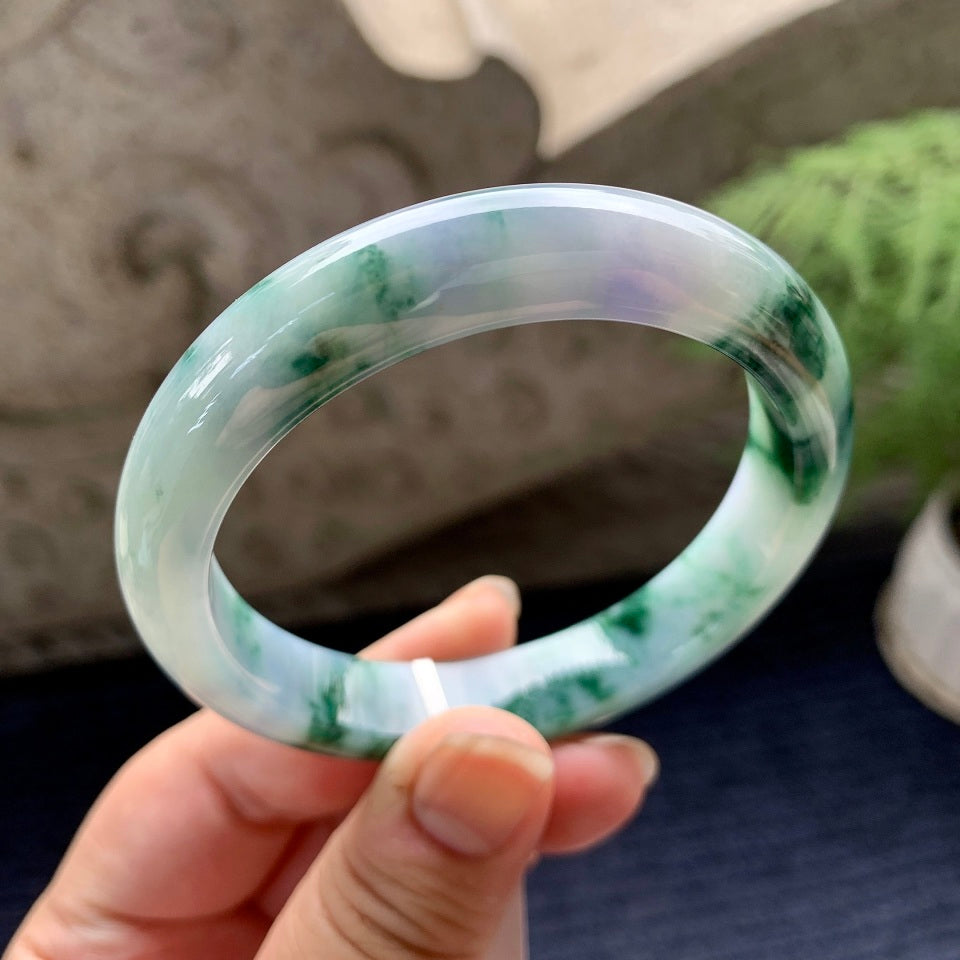 细糯种紫罗兰飘花平安镯（57mm）（yc090968）