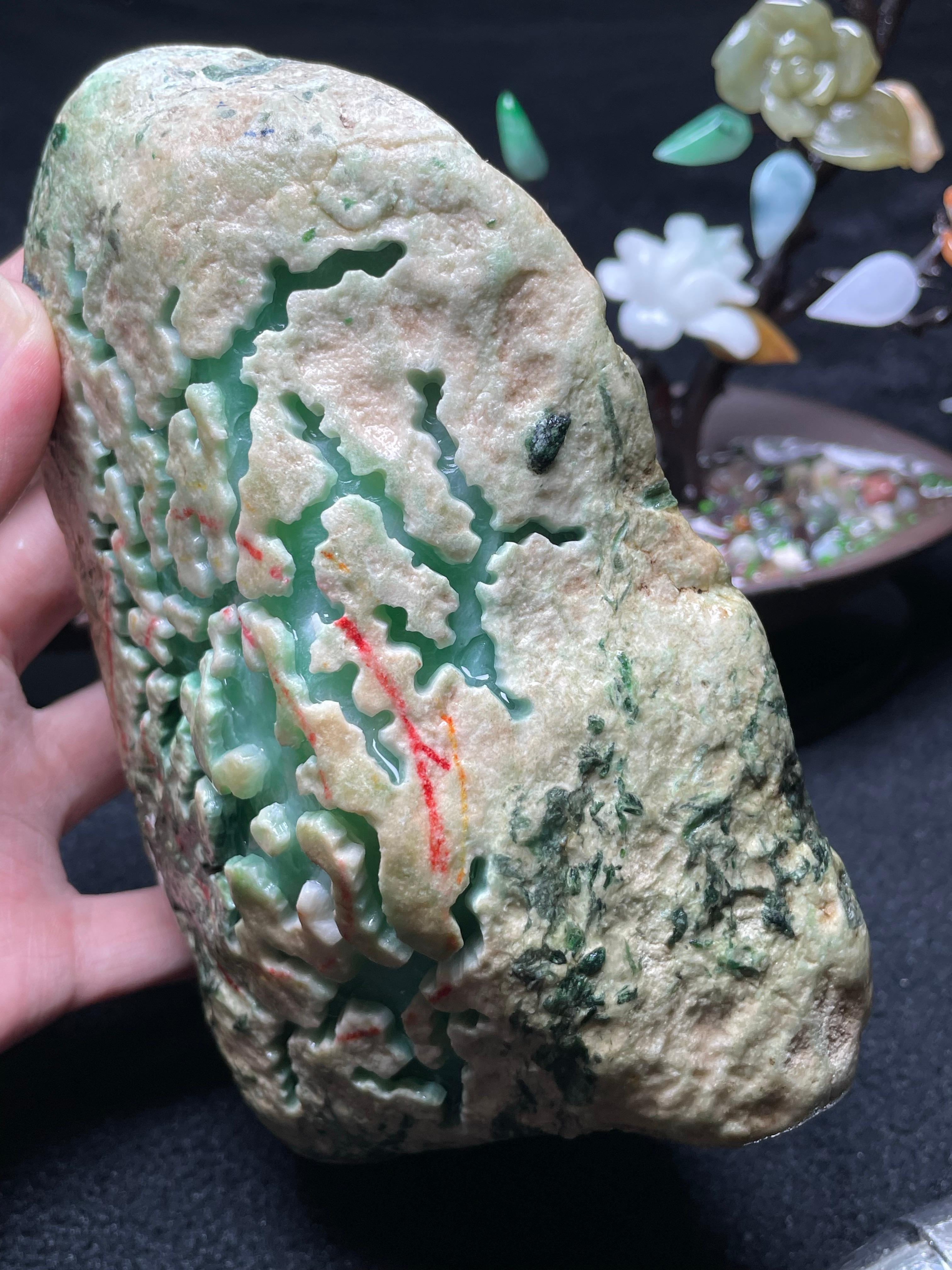 木那开窗果绿手镯料（yc534629）