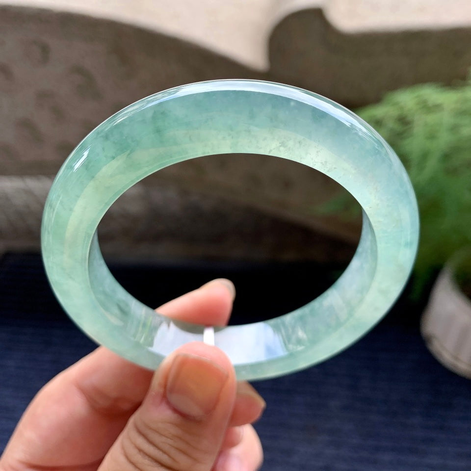 糯冰种晴水飘花平安镯（56.7mm）（yc116148）