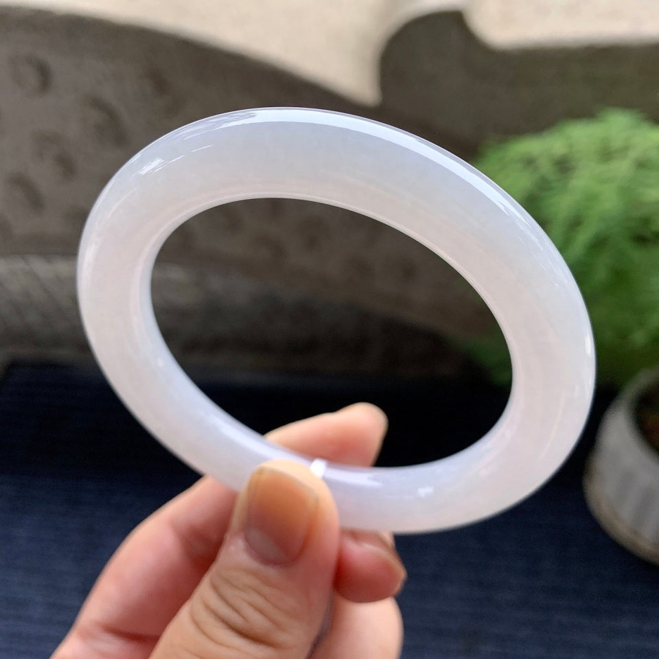 细糯种无色圆条手镯（55.6mm）（yc093436）