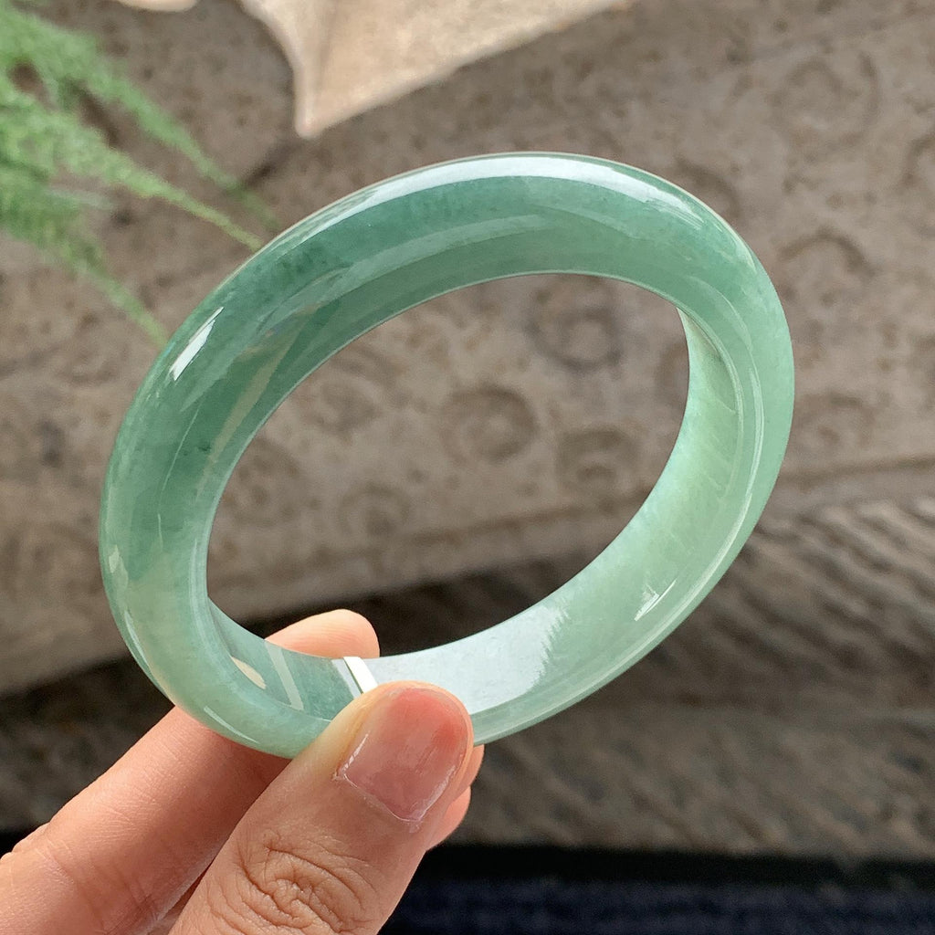 细糯种 湖水绿正圈平安镯 59.2圈 天然缅甸A货翡翠（yc701295）