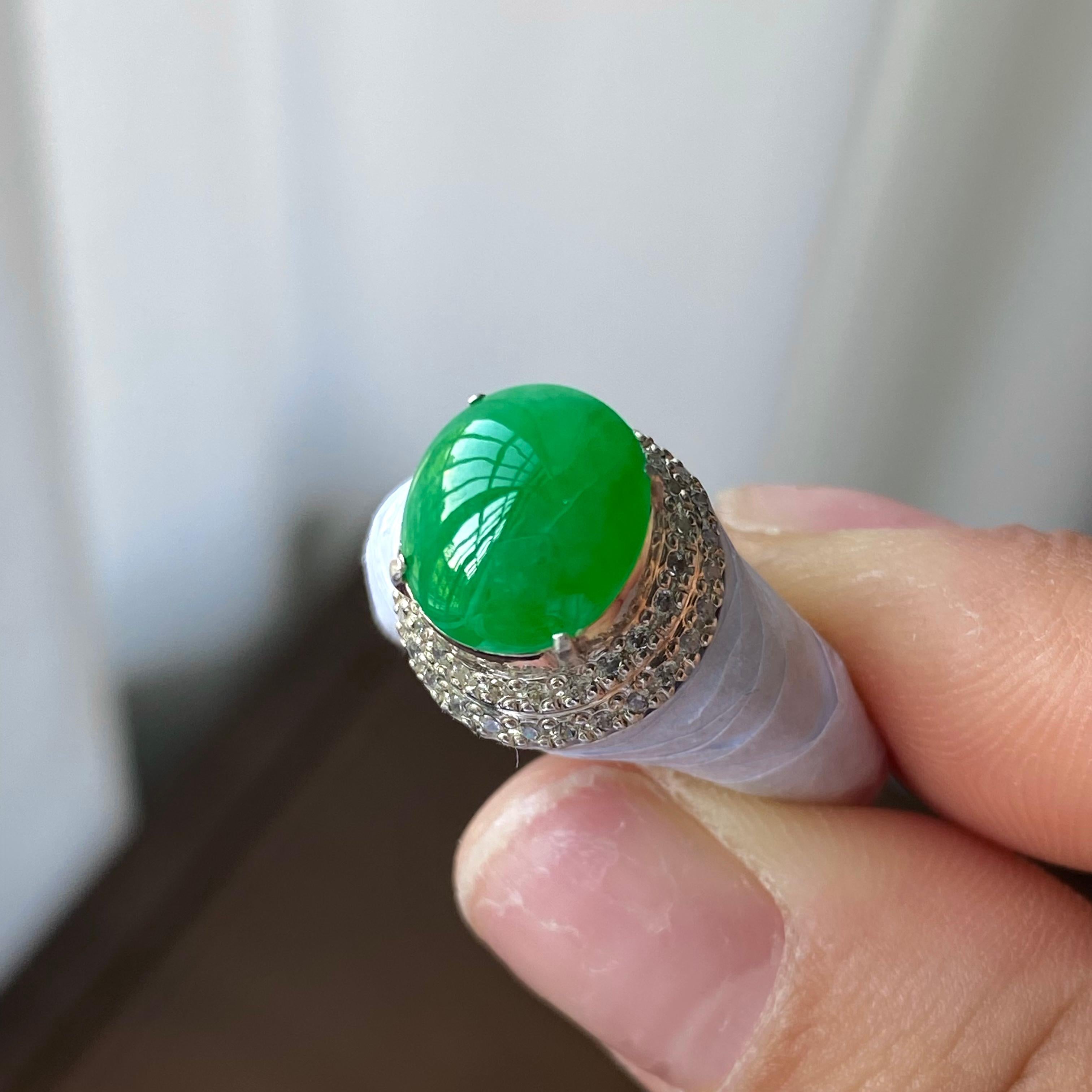 糯冰种满绿蛋面裸石（yc303915）