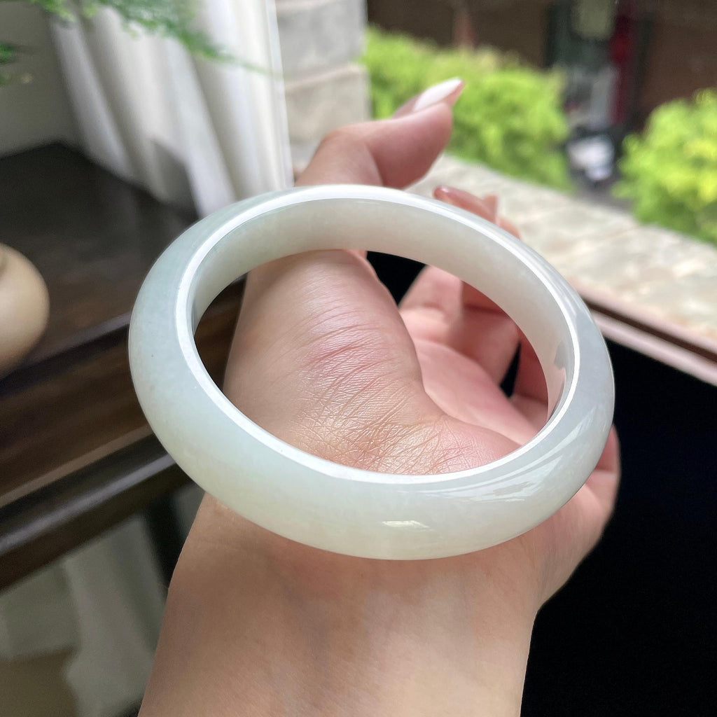 糯种无色白月光正圈平安镯 61圈 天然缅甸A货翡翠（yc693185）