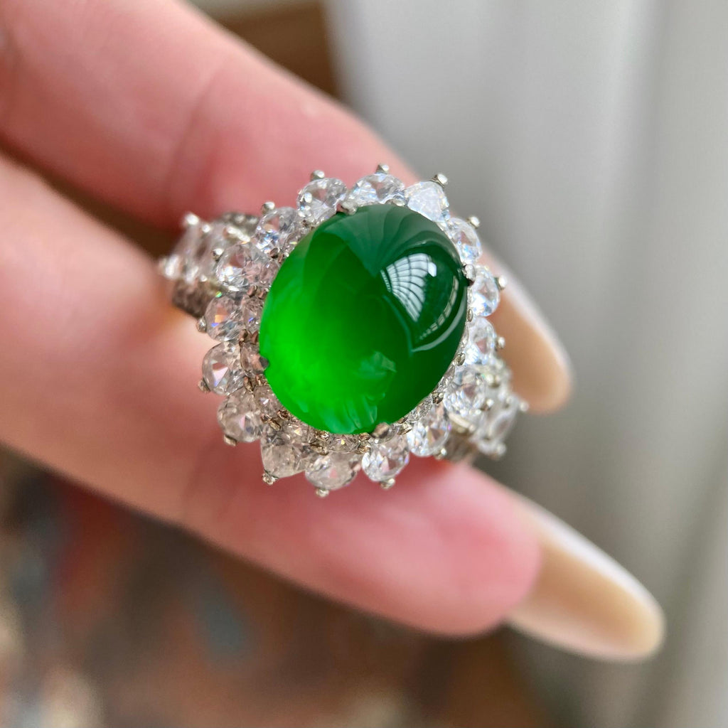 冰玻种帝王绿蛋面裸石（yc223611）