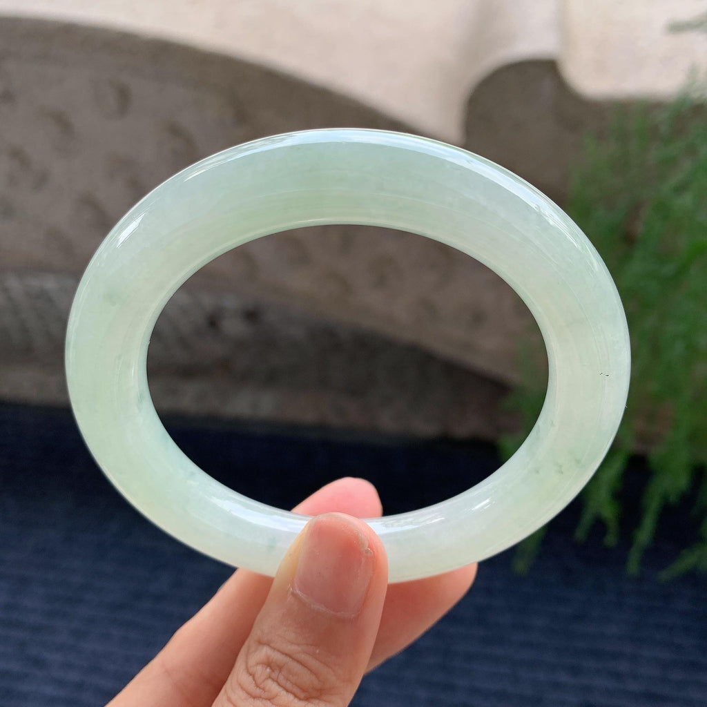 细糯种晴水绿圆条手镯 56.5圈（yc709334）