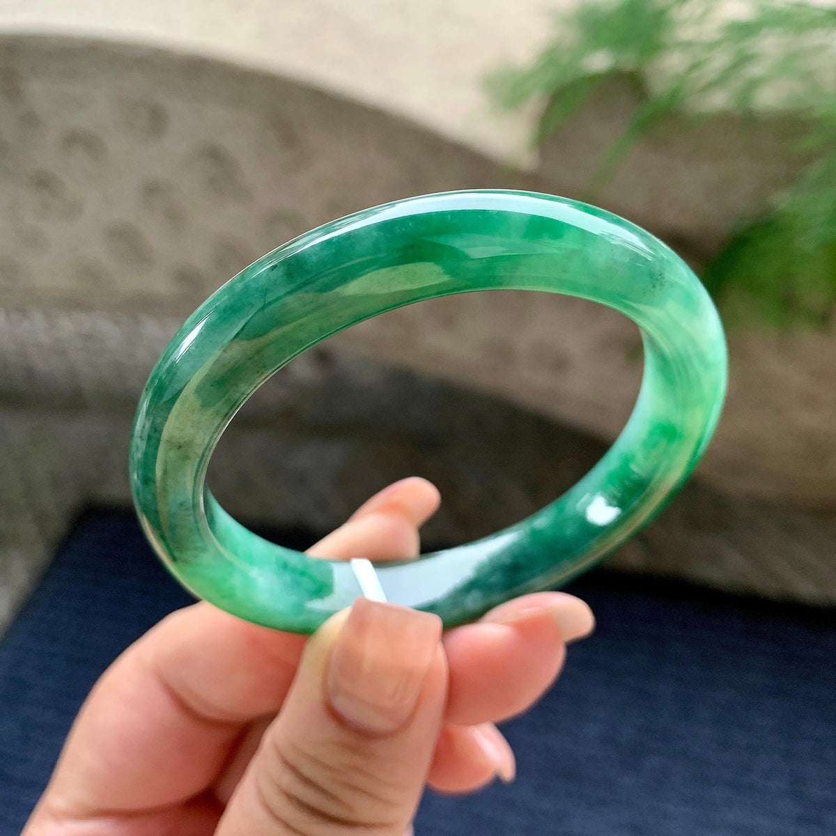 细糯种满绿贵妃手镯 53圈口 天然缅甸A货翡翠（yc701202）