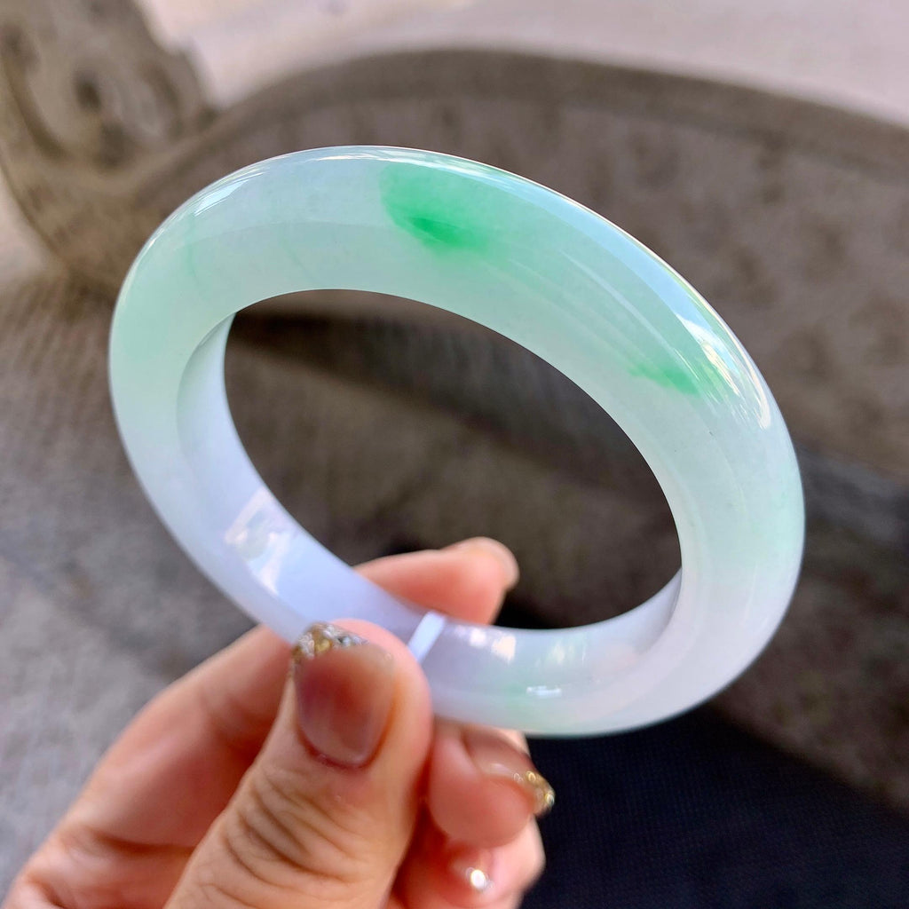 糯冰种飘绿平安镯（52mm）（yc273597）