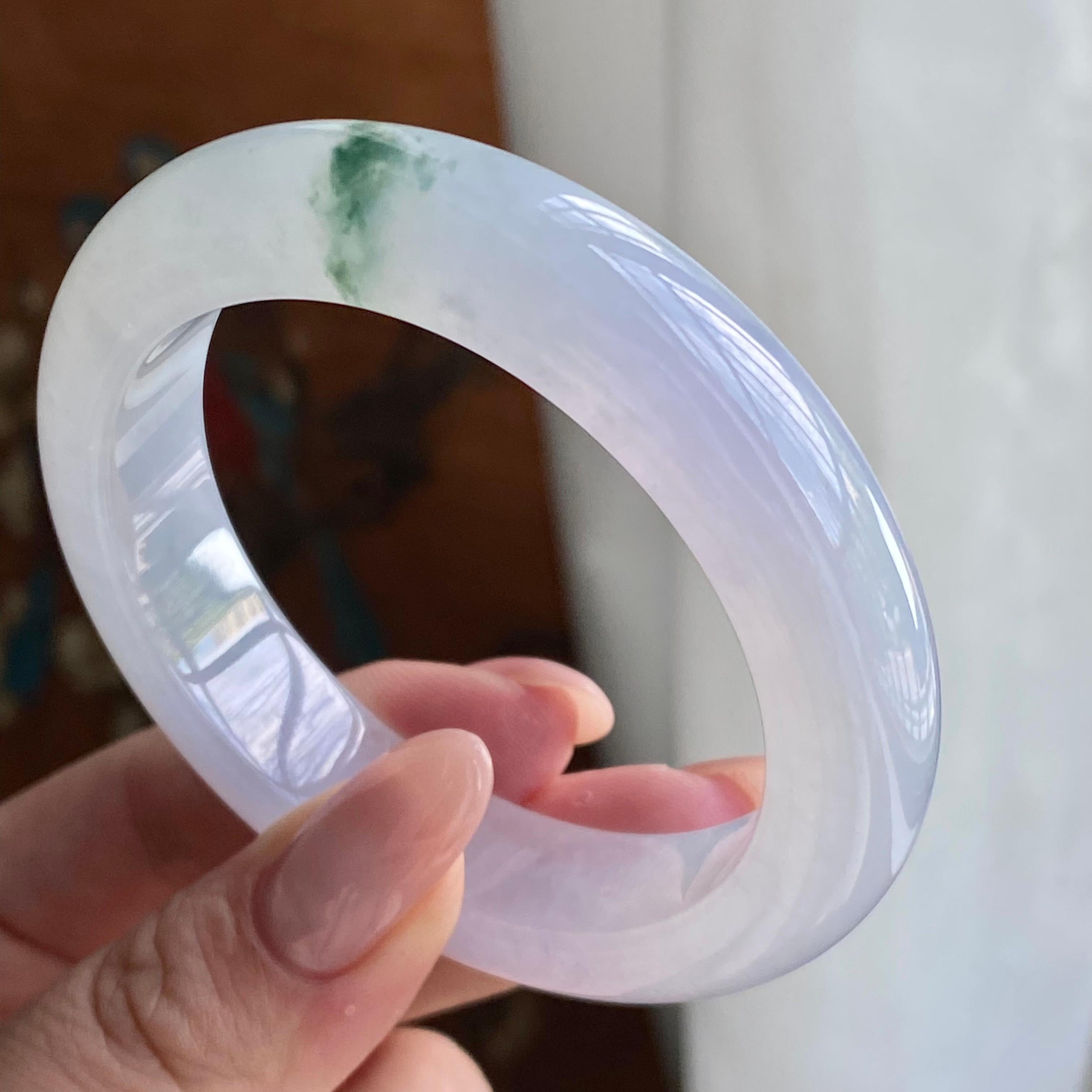 冰种淡春彩飘花平安镯（54圈）（yc228988）