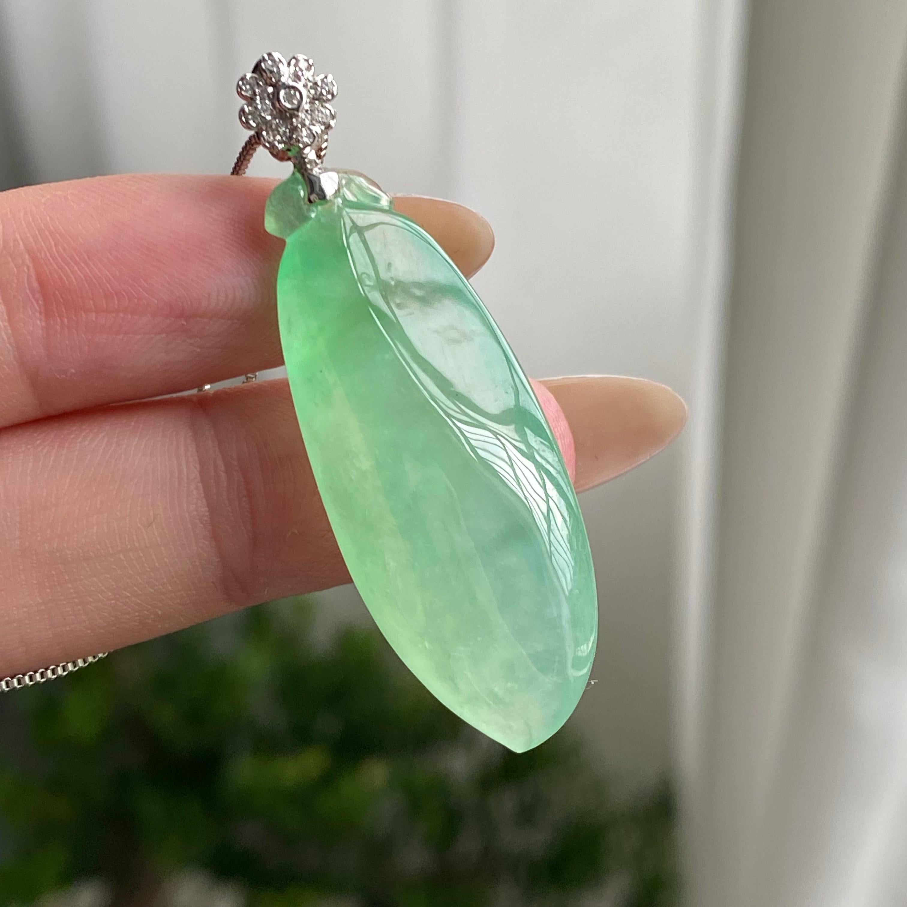 18k金钻镶冰种晴底福瓜吊坠（yc206760）