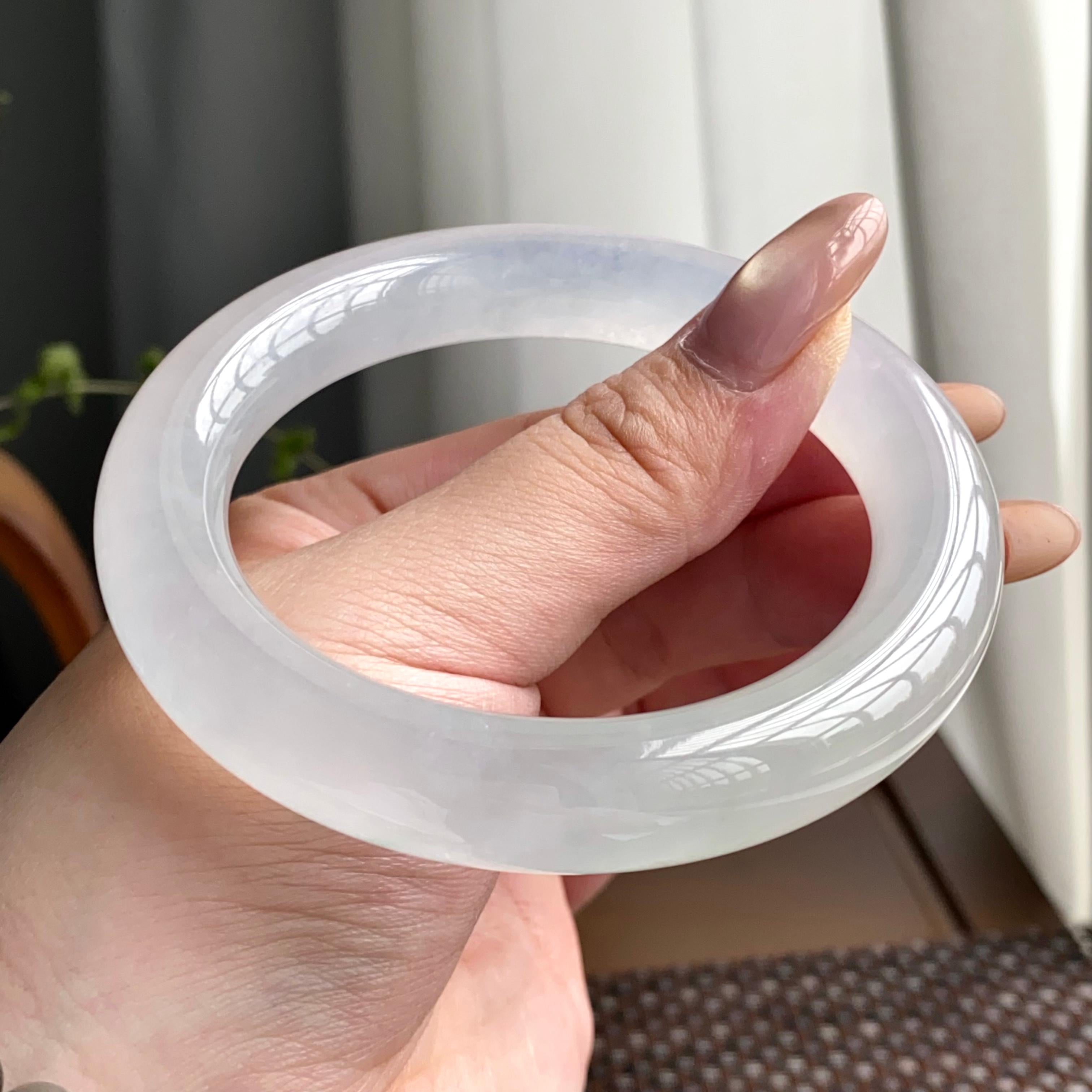 冰种白月光圆条手镯（58圈）（yc247600）