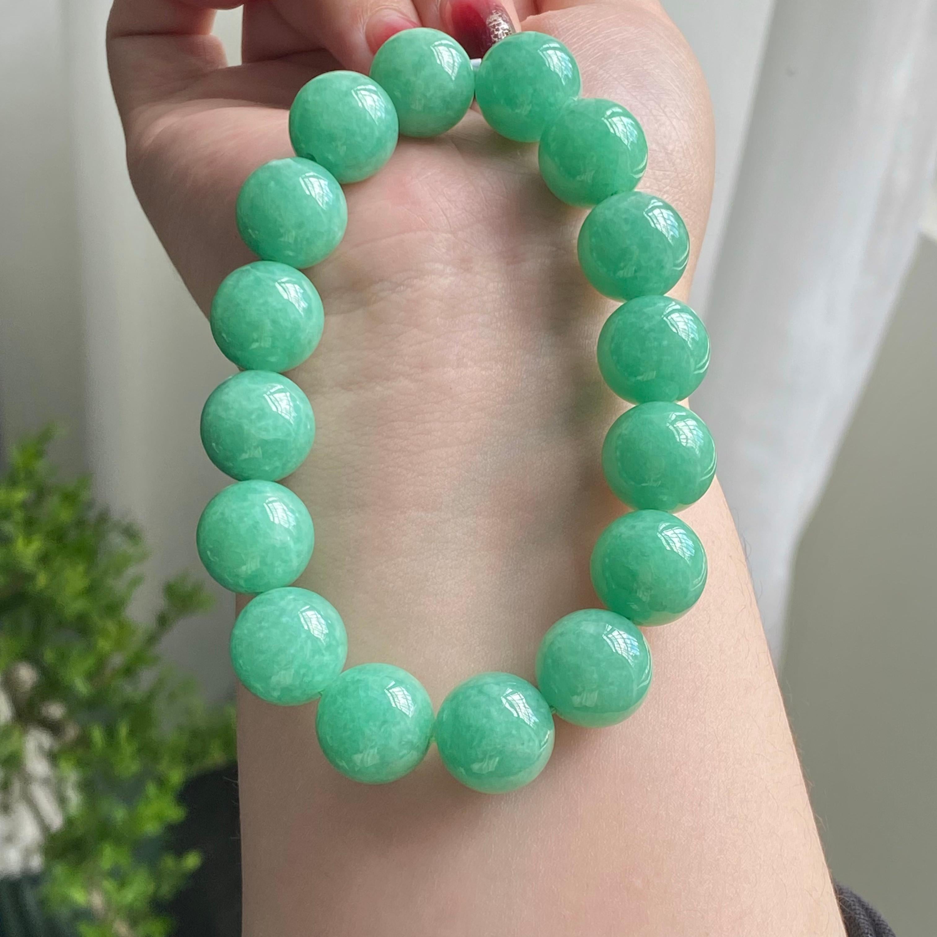 细糯种满绿单圈手串（16颗）（yc213539）