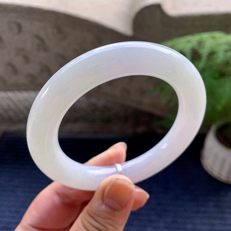 细糯种无色圆条手镯（56.7mm）（yc096598）