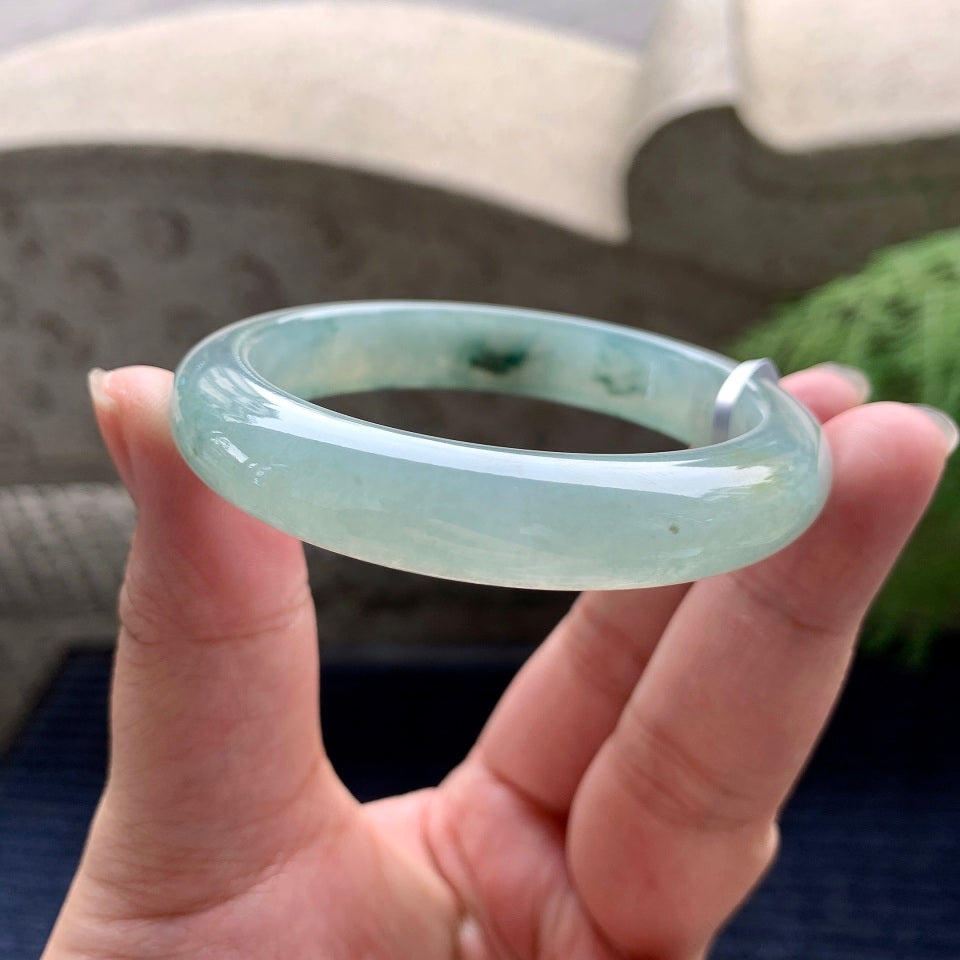 糯冰种飘花洒金平安镯（53mm）（yc089974）