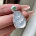 18K满钻冰种无色福豆吊坠 天然缅甸A货翡翠（yc524195）