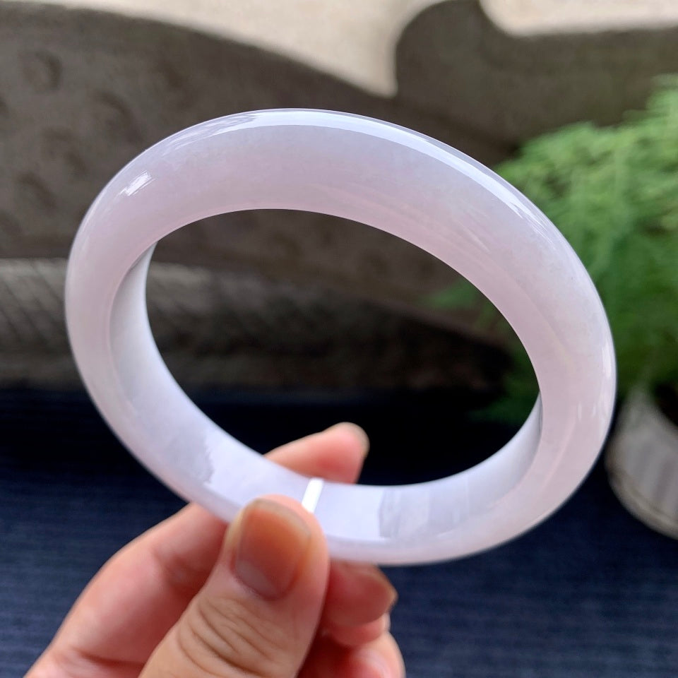 细糯种淡粉底平安镯（63.3mm）（yc101932）