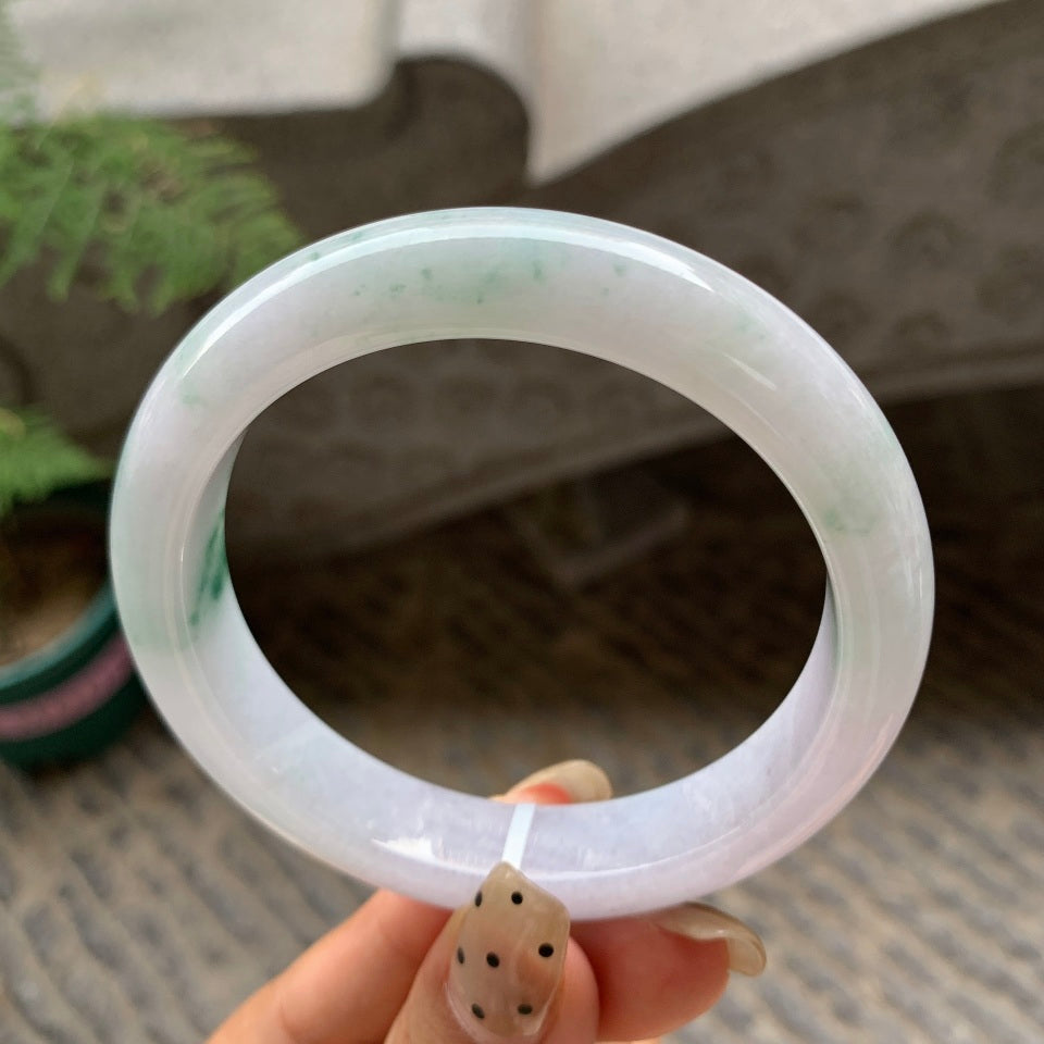 糯种飘花翡翠平安镯（59.6mm）（yc029081）