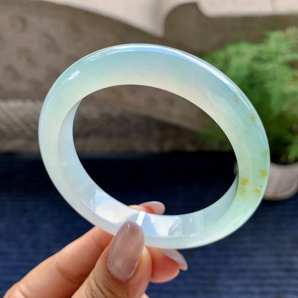 糯冰种晴水飘黄翡平安镯（55.6mm）（yc116072）